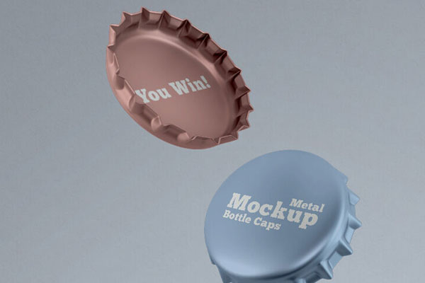 Two Metal Bottle Caps Mockups FREE PSD