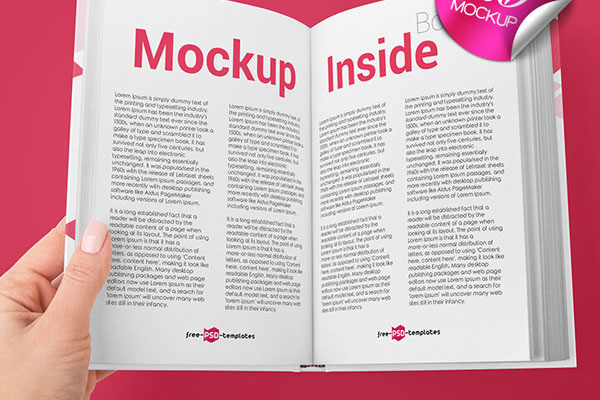 Two Mockups of Inside and the Cover of a Book FREE PSD