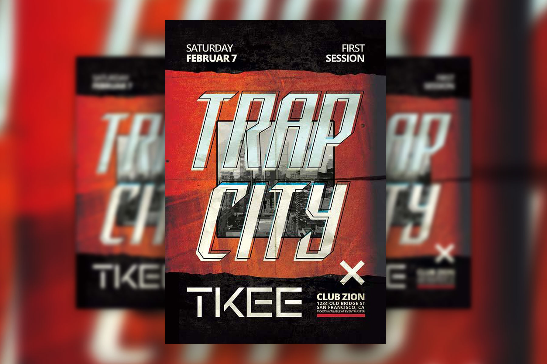 Urban Bold Border Trap Party Flyer Template FREE PSD