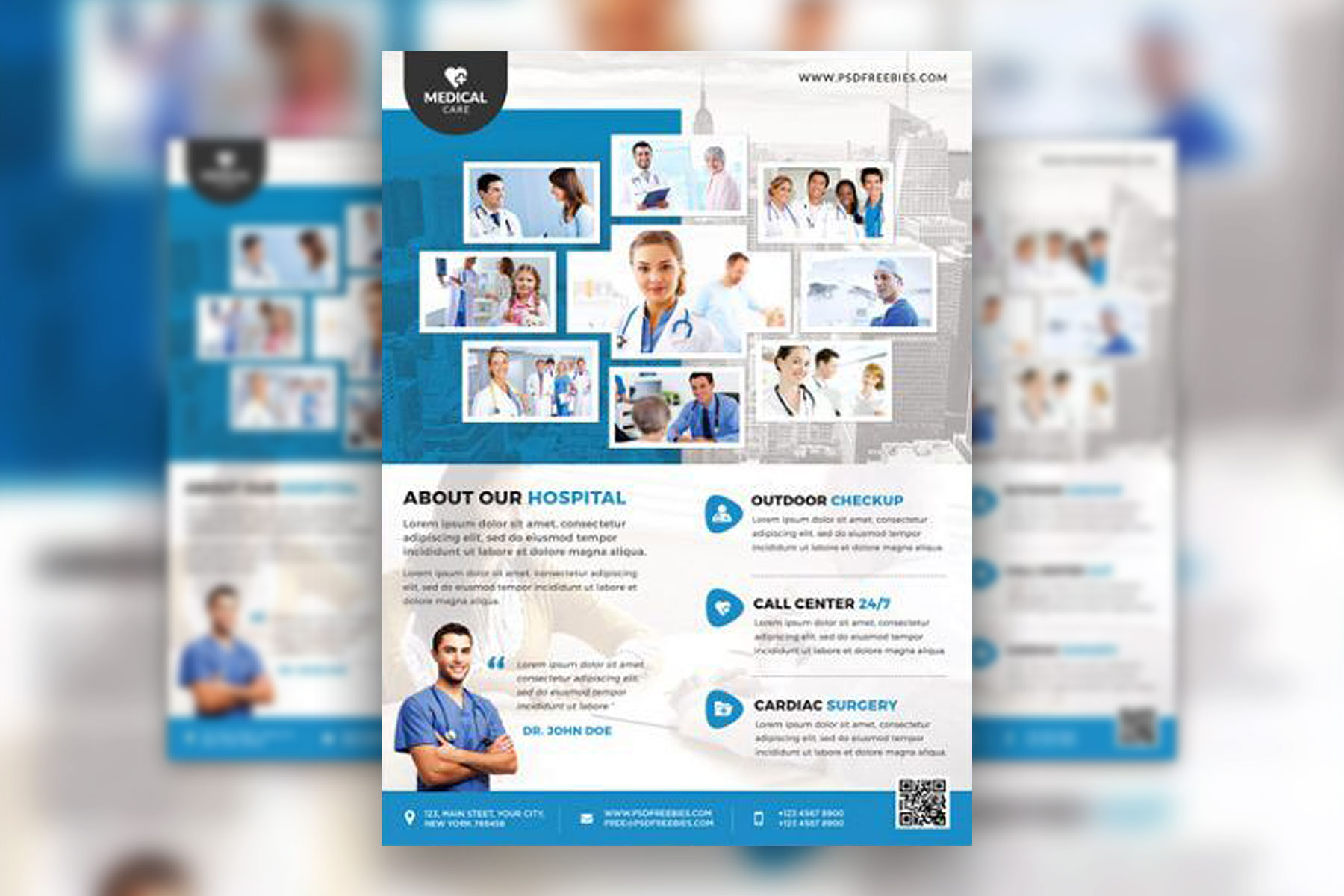 Urban Health Clinic and Hospital Flyer Template FREE PSD
