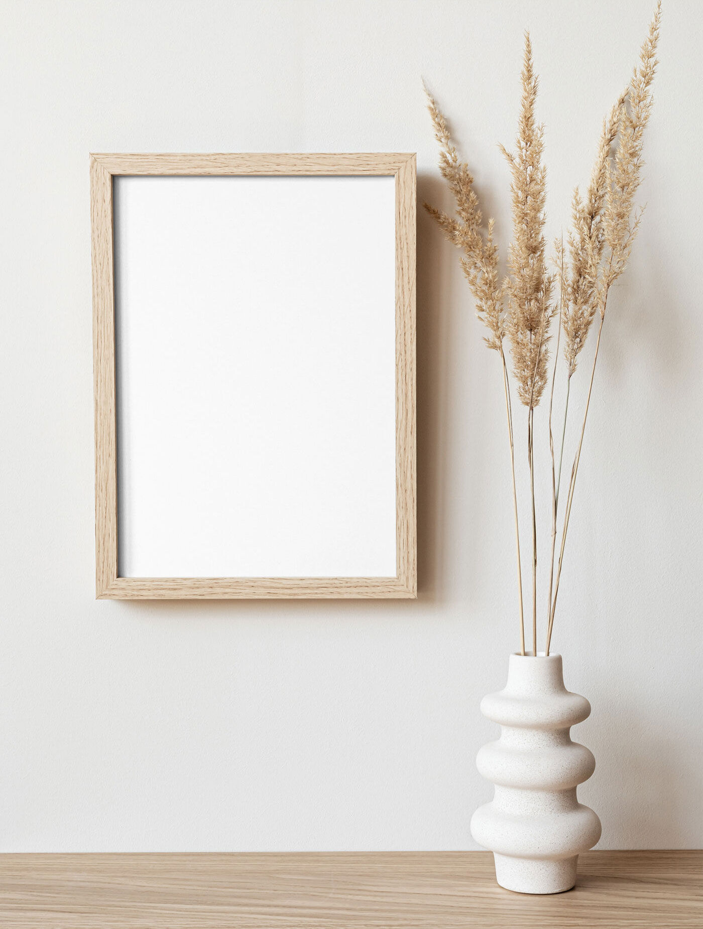 Vertical, Wooden Wall Frame in the Front View Mockup FREE PSD