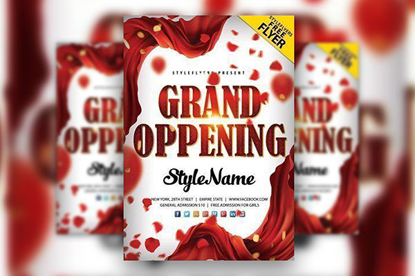 White and Red Grand Opening Flyer Template FREE PSD