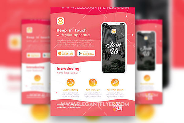White, Blue, Abstract Mobile App Flyer Along with Facebook Cover Templates FREE PSD