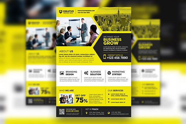Yellow Corporate Business Flyer Template FREE PSD
