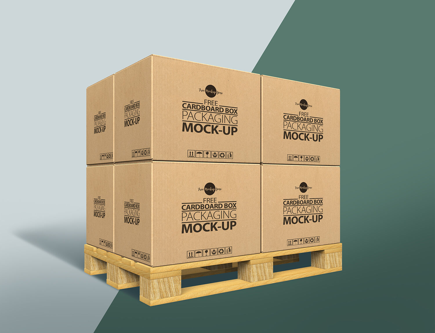 3/4 View of Cardboard Packaging Boxes Mockup FREE PSD