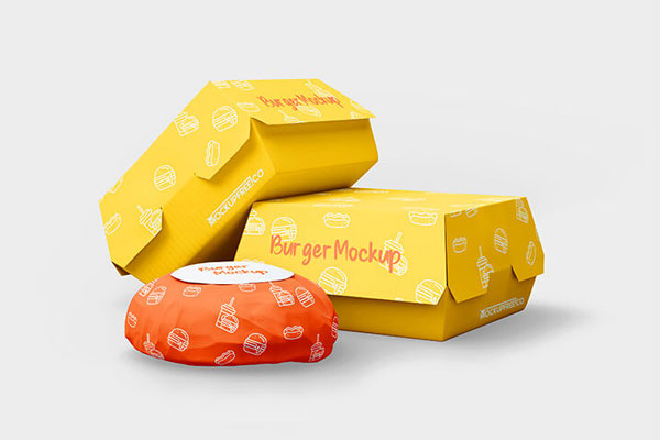 3 Burger and Packaging Mockup FREE PSD