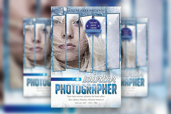 3 Icy, Winter, Collage Night Party Flyer Templates FREE PSD