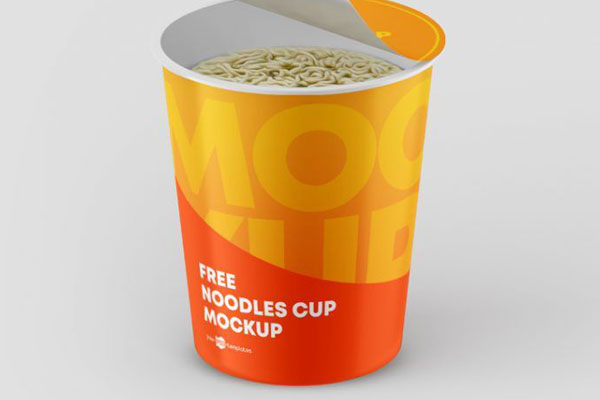 3 Instant Noodle Cup Mockups in Perspective FREE PSD