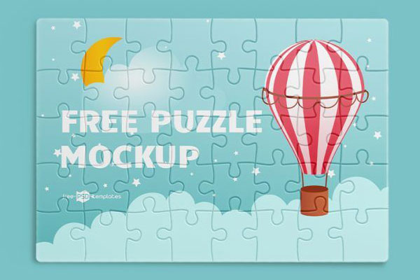 3 Puzzle Mockups Laid in Different Views FREE PSD