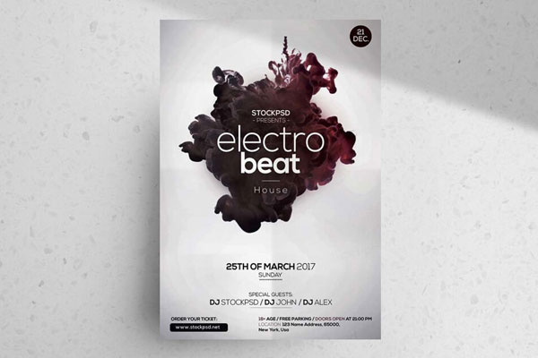 3D, Minimal and Modern Night Party Flyer Template FREE PSD