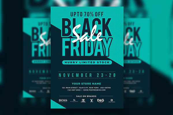 Free Shapes Dark Black Friday Sale Flyer template