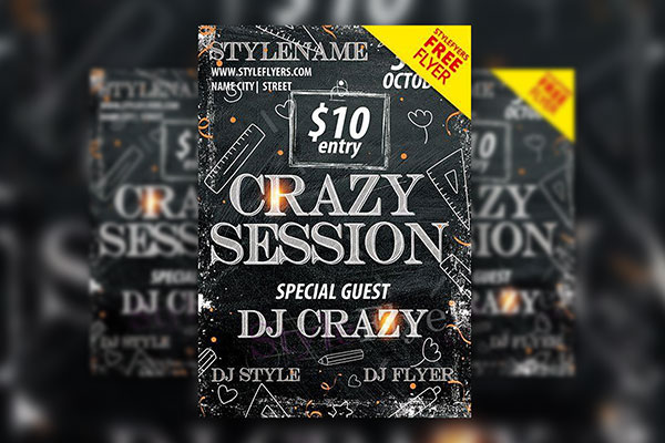 4 Illustrated, Grunge Back to School Flyer Templates FREE PSD