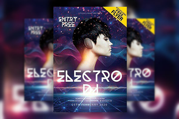 4 Sparkling, Futuristic Night Party Flyer Templates FREE PSD