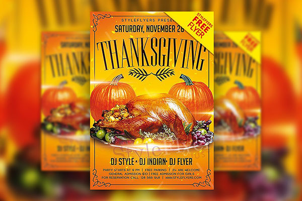 4 Thematic, 3D Thanksgiving Day Flyer Templates in Different Colors ...