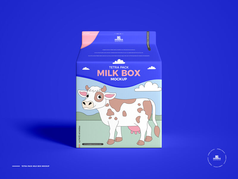 Front View of a Tetra Pack Milk Box Mockup FREE PSD