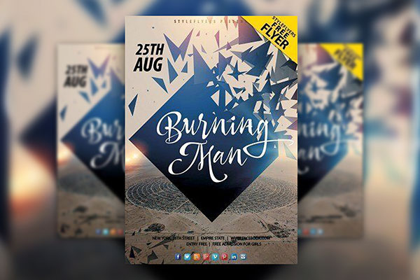 Modern Burning Man Festival Flyer Template FREE PSD