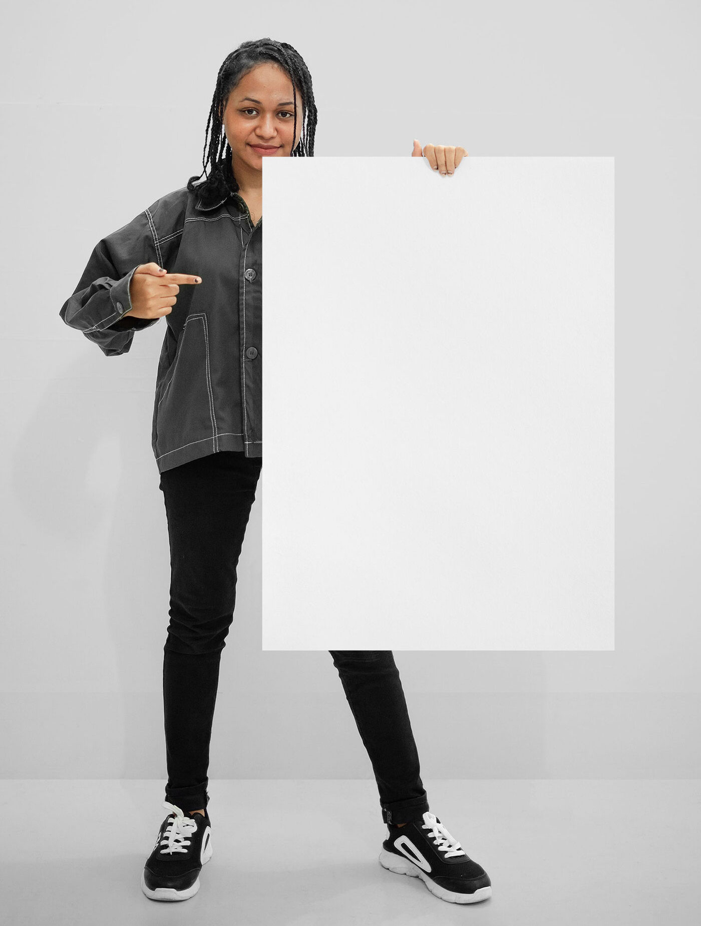 A Front View of a Women Holding Poster Mockup FREE PSD