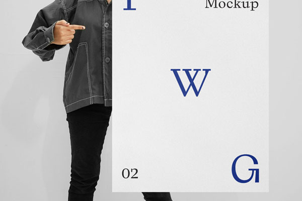 A Front View of a Women Holding Poster Mockup FREE PSD