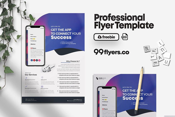 Abstract, Modern Mobile App Flyer Template FREE PSD