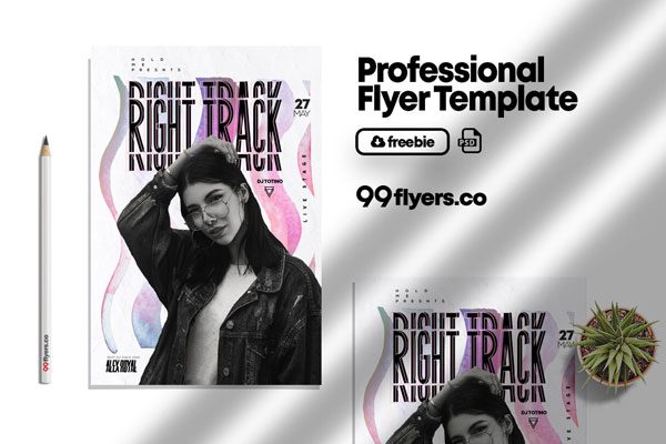 Abstract White and Pink Nightlife Party Club Flyer Template FREE PSD