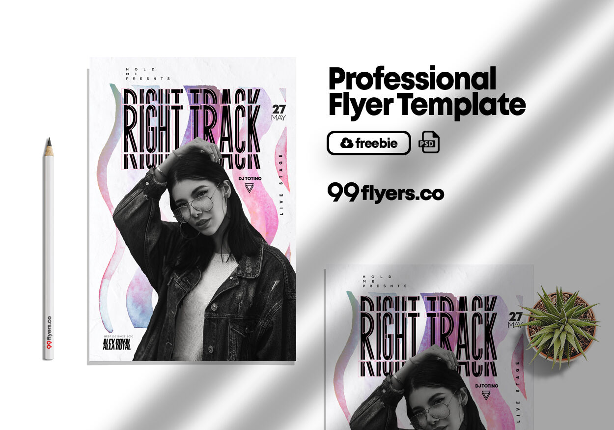 Abstract White and Pink Nightlife Party Club Flyer Template FREE PSD