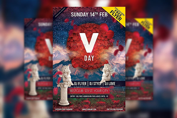 Aesthetic Starry Valentine's Day Event Flyer Template FREE PSD