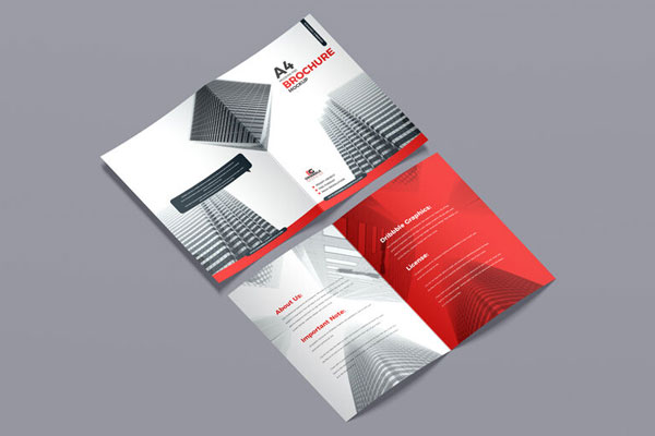 Back and Front view of an A4 Brochure Mockup FREE PSD