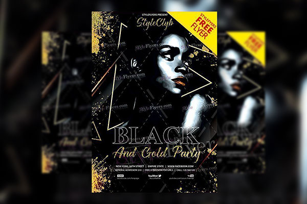 Black and Gold Luxury Party Flyer Template FREE PSD