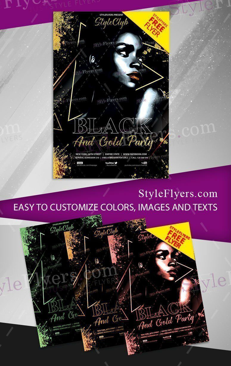 Black and Gold Luxury Party Flyer Template FREE PSD