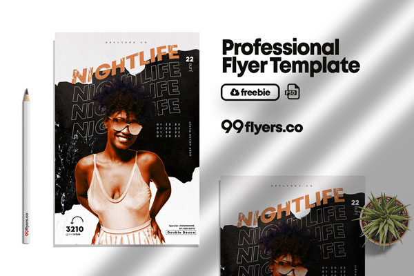 Black and White After Party Event Flyer Template FREE PSD