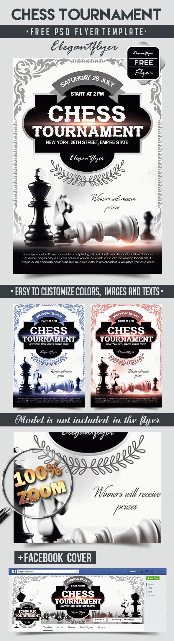 Online Chess Facebook Post Design Templates