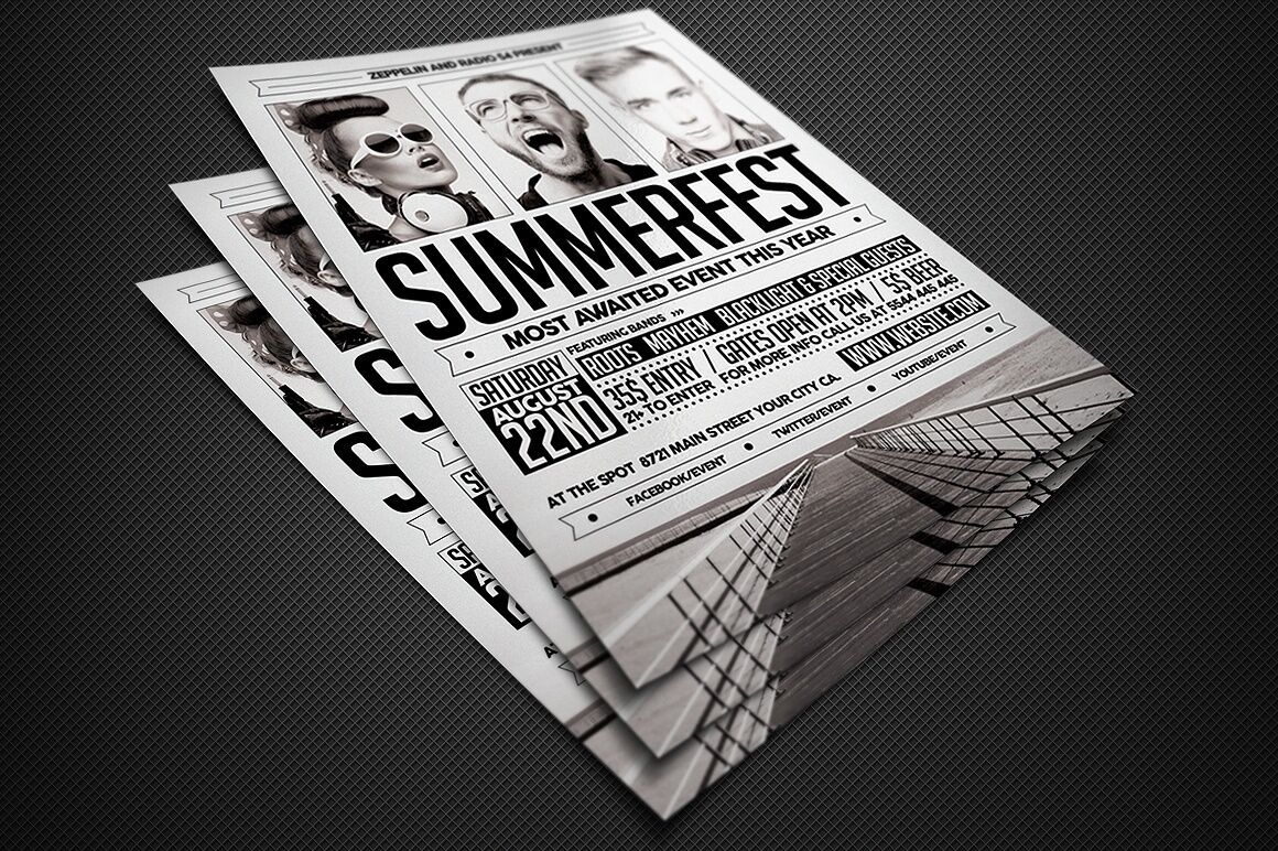 Black and White, Retro Party Flyer Along with Facebook Cover Templates FREE PSD