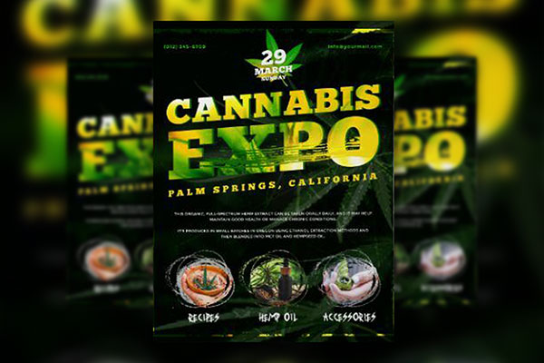 Black, Green, Modern Cannabis Expo Flyer Template FREE PSD