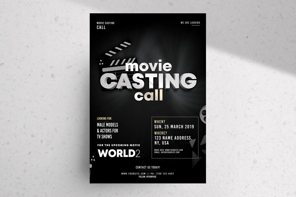 Black Modern Casting Call Flyer Template Free Download | Resource Boy