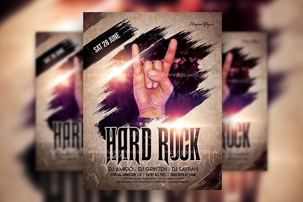 Bold Sparkle Hard Rock Flyer and Facebook Templates FREE PSD