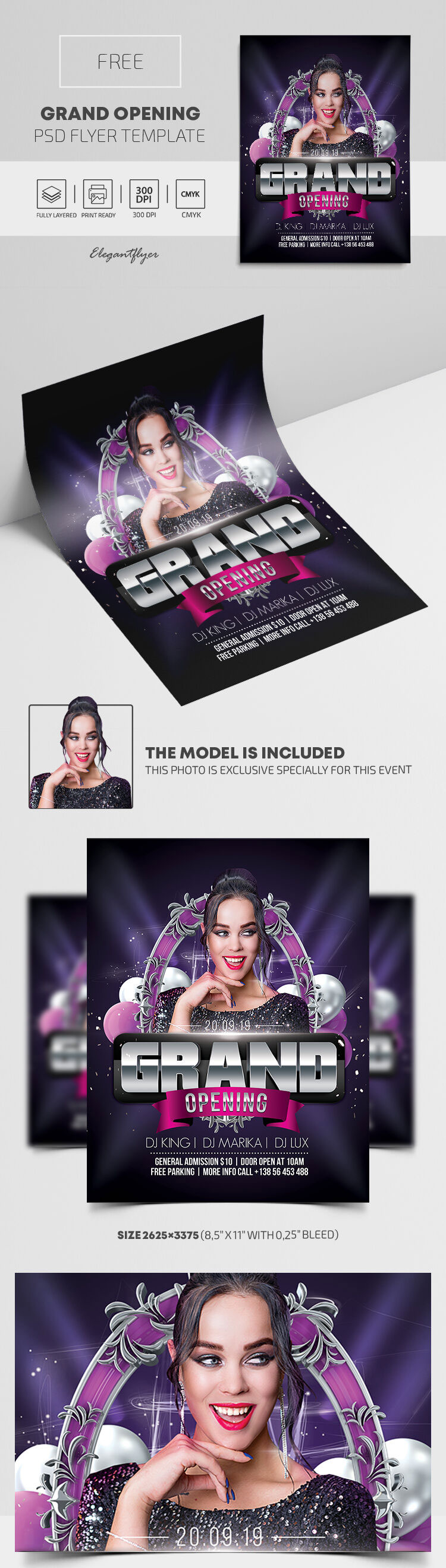 Bold Sparkly Grand Opening Flyer Template FREE PSD