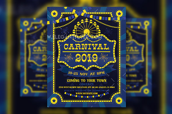 Border Dotted Carnival Flyer Template and Facebook Cover FREE PSD