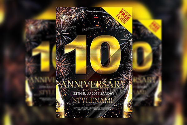 Border Elegant Anniversary Flyer Template FREE PSD