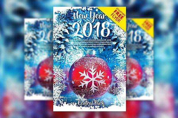 Border Modern New Year Flyer Template FREE PSD