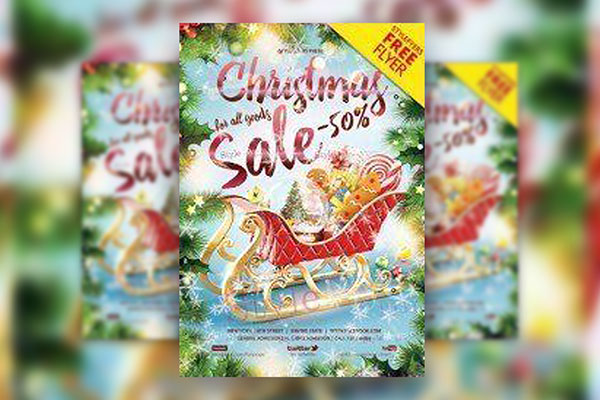 Border Sparkly Christmas Sale Flyer Template FREE PSD