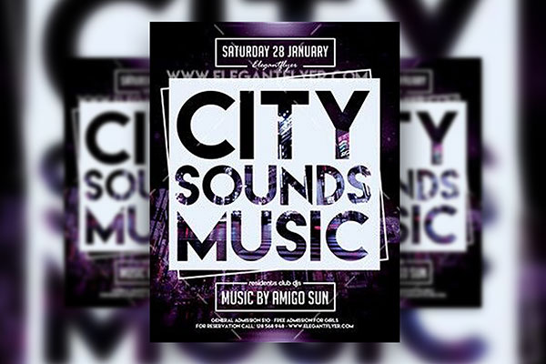 Border Urban Bold Music Event Flyer Template and Facebook Cover FREE PSD