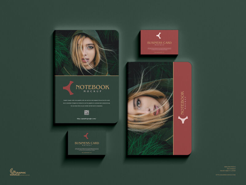 Branding Mockup Featuring Notebooks and Business Cards in Top View FREE PSD