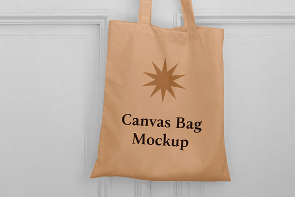 Canvas Bag Mockup on a Wooden Door FREE PSD