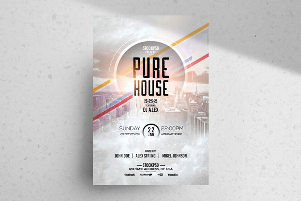 Circle Urban Lines Party Flyer Template FREE PSD