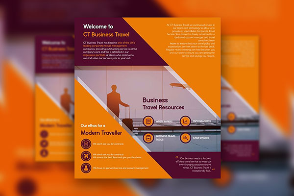 Clean Modern Business Travel Flyer Template Facebook Cover FREE PSD