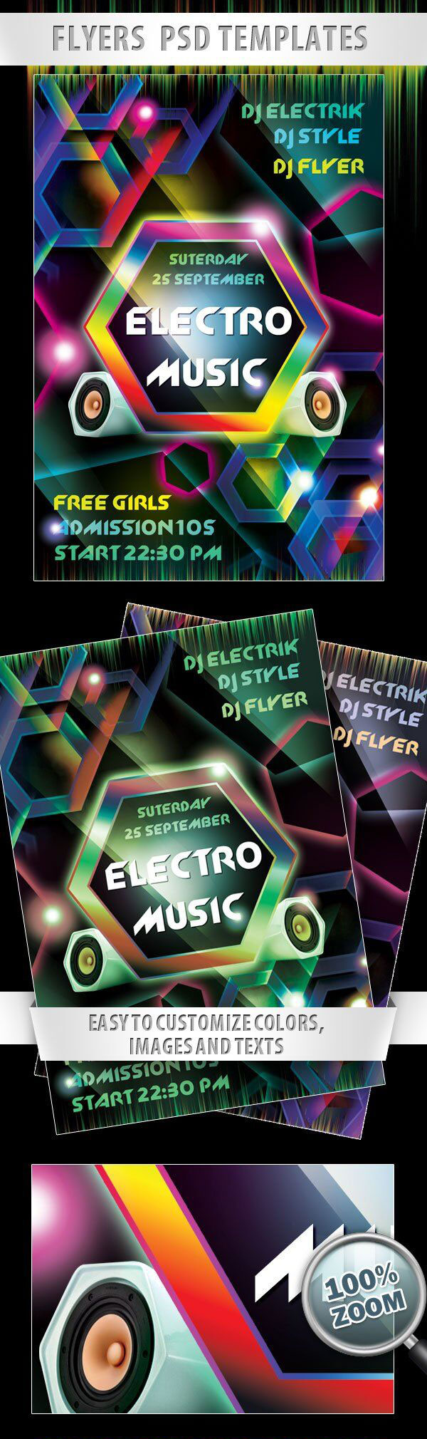 Colorful Geometric Electro Music Party Flyer Template Free Download ...