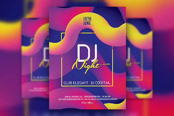 Colorful Gradient DJ Party Flyer Template FREE PSD