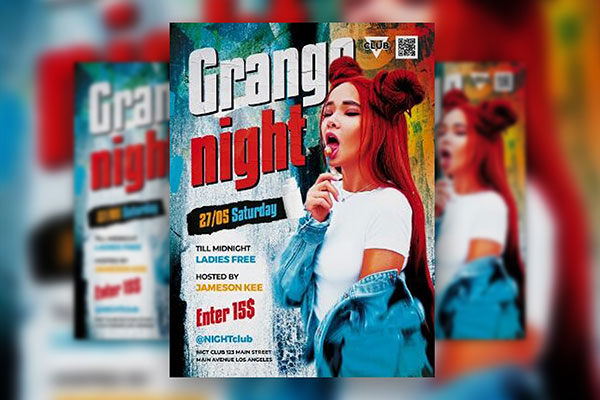Colorful Grunge Nightclub Party Flyer Template FREE PSD