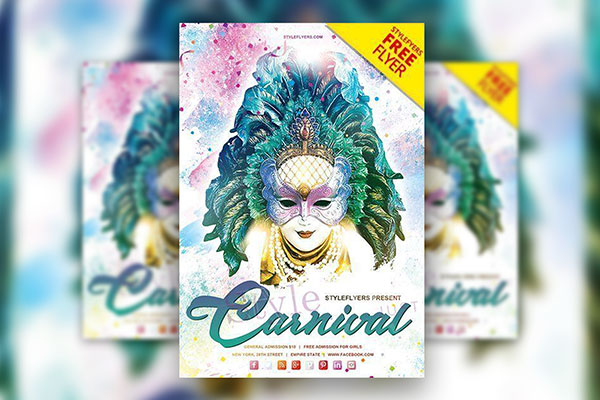 Colorful Mardi Grass Event Facebook Cover and Flyer Template FREE PSD