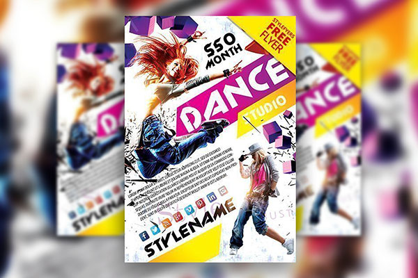 Colorful Modern Dance Party Flyer Template FREE PSD